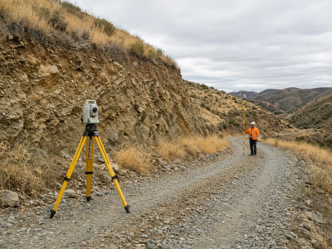 Temsili yol koridorunda total station ve jalon